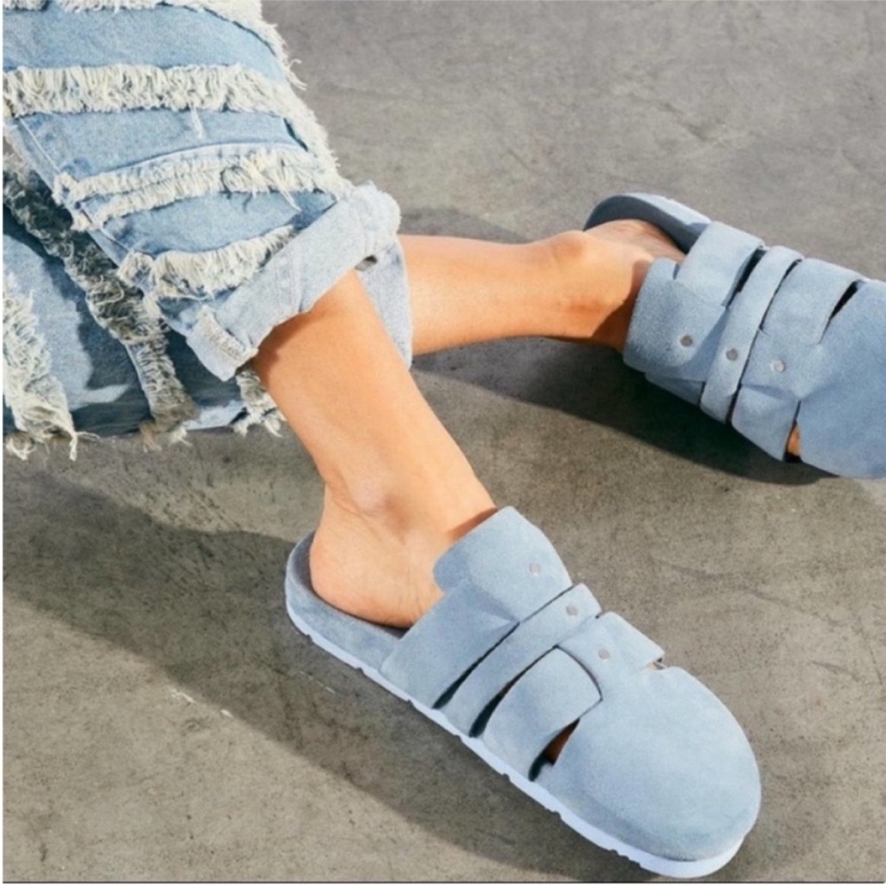 NEW Free People Sunday Season Mule Blue 8.5